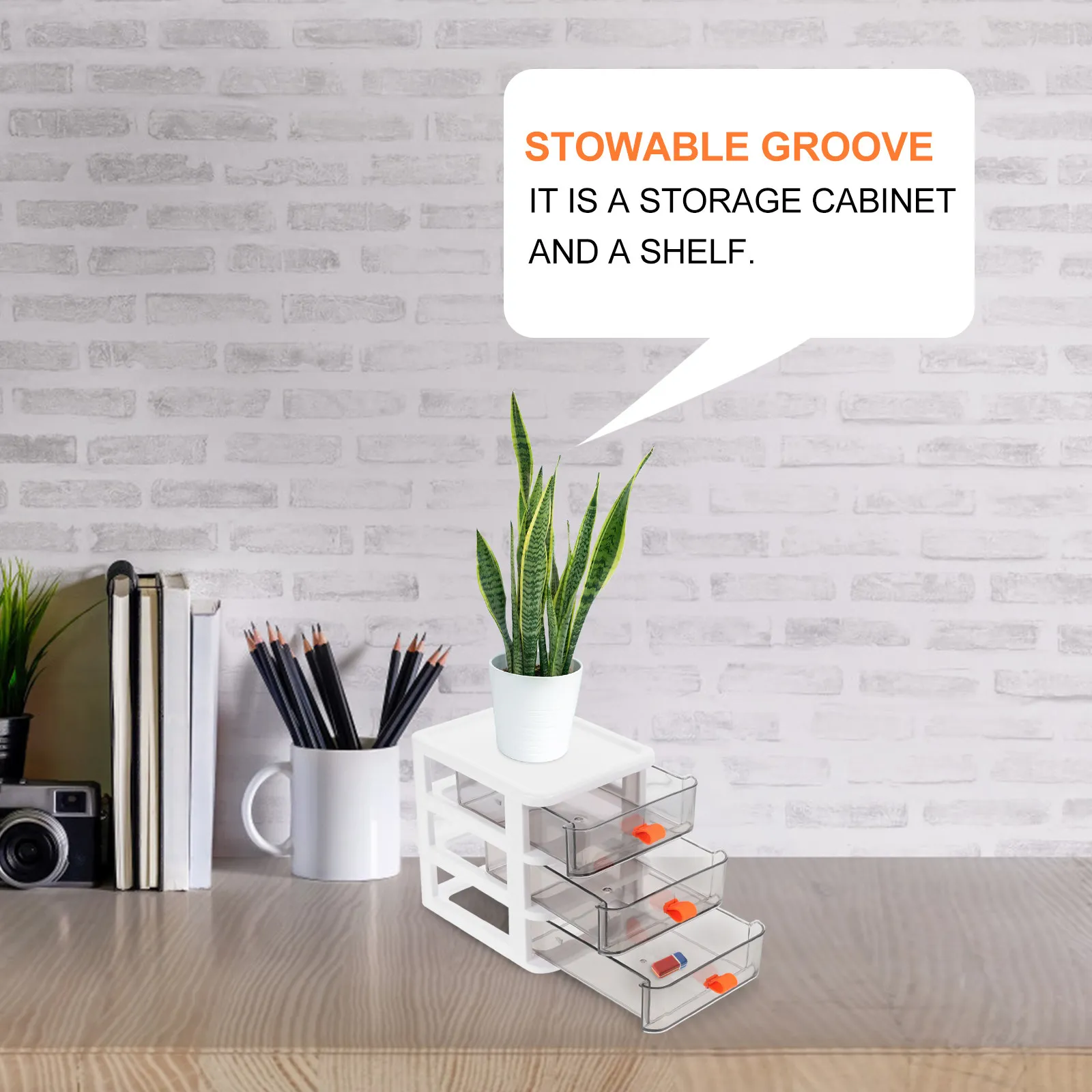 1Pcs Drawer Style Stationary Storage Box Compact Transparent Makeup Container Small Desk Organizer for Cosmetics Stationery