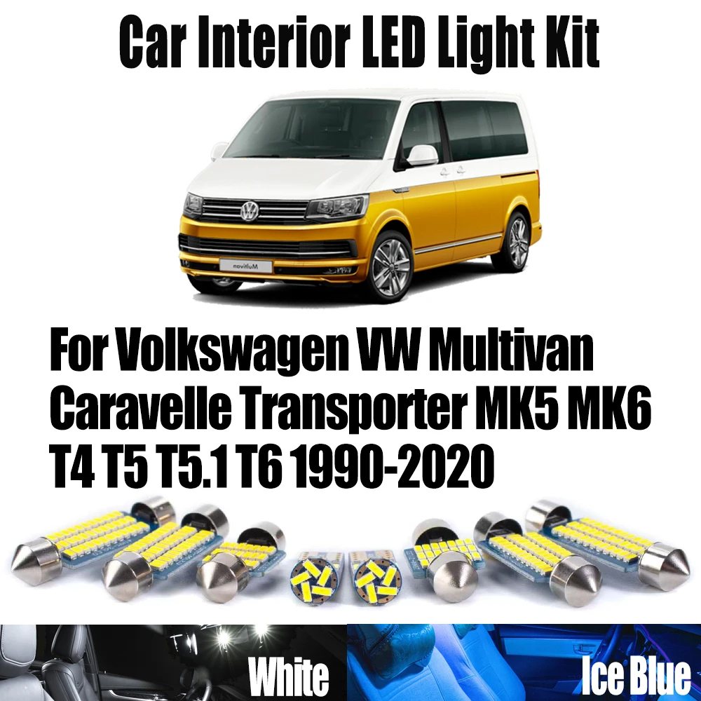 

Светодиодный комплект внутреннего освещения багажника с картой купола для Volkswagen VW Multivan Caravelle Transporter MK5 MK6 T4 T5 T5.1 T6 1990-2020, автомобильные лампы
