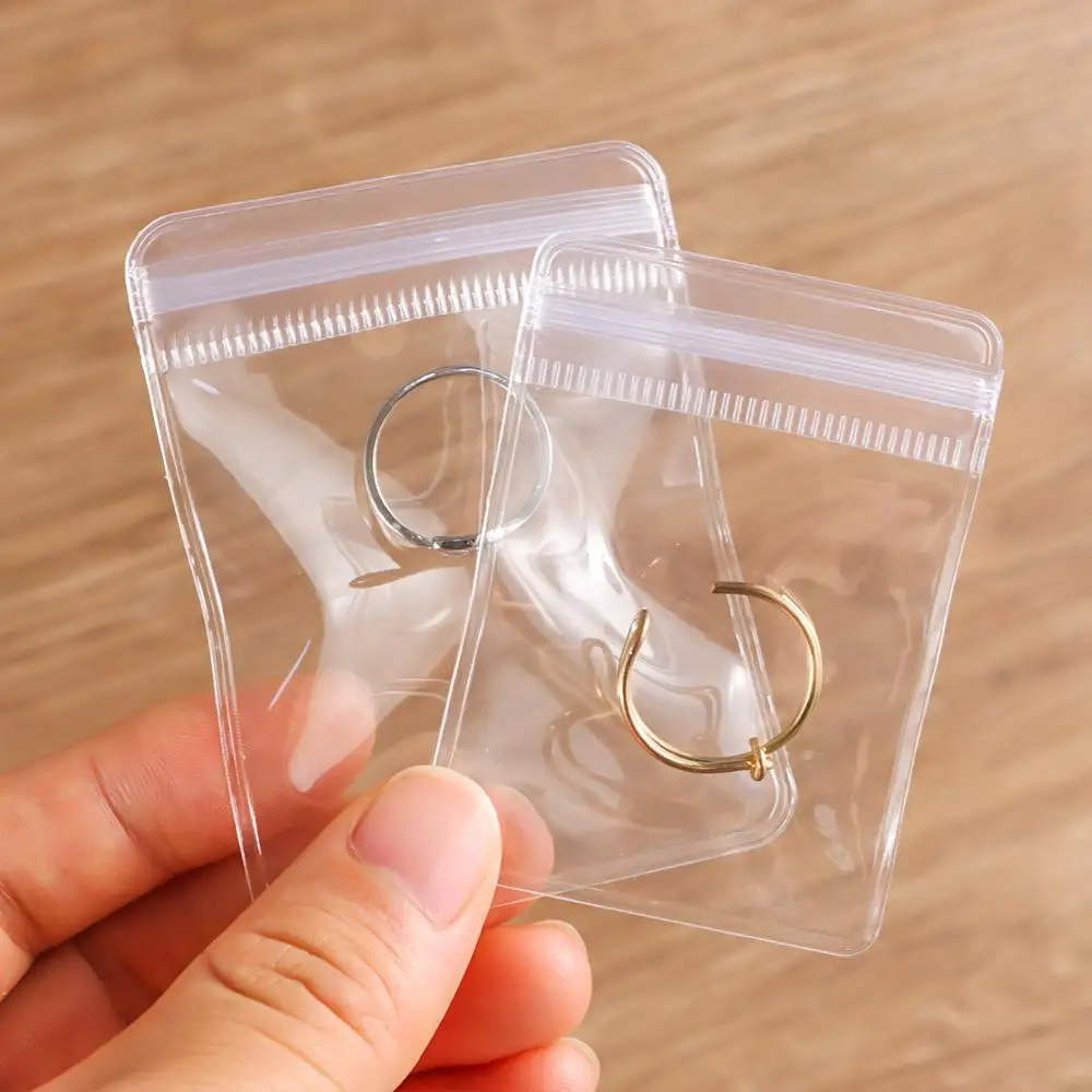 100pcs PVC Plastic Self Sealing Bag Transparent Jewelry Bag Wide Use Zip Lock Bags Dustproof Gift Packaging Storage Pouches