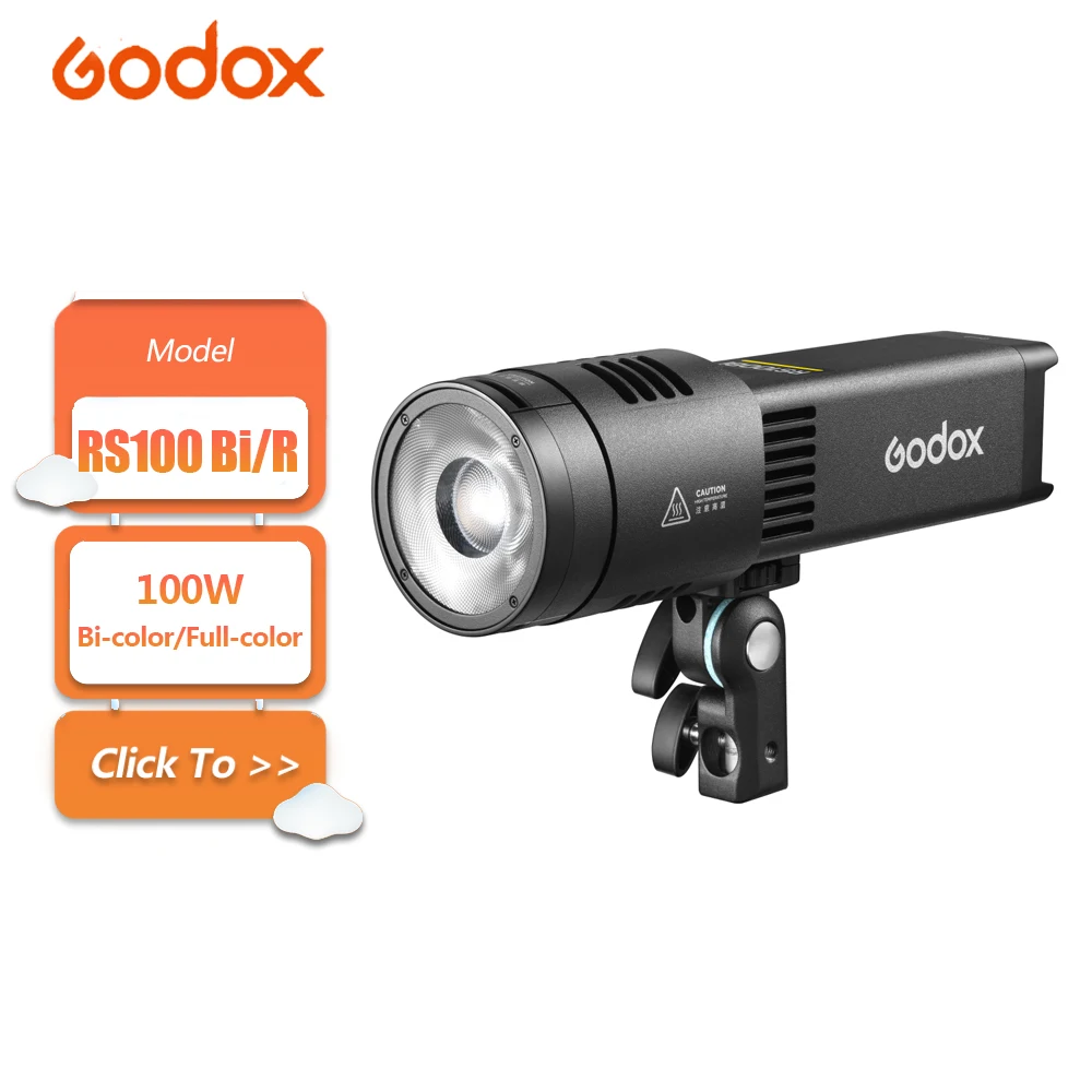 Godox RS100Bi RS100R 100W LED Video Light with 28600 Lux Godox S Mount DMX Control for Camera Studio Photography Fill Light