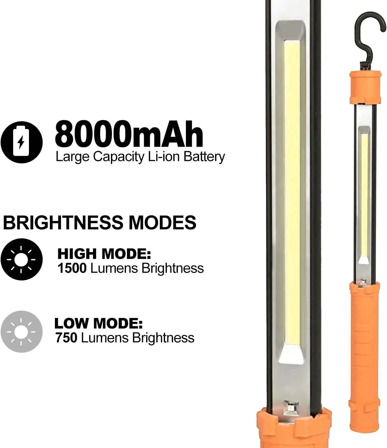 AAIN Work Light,1500LM Bright LED Work Lights,8000mAh Rechargeable Magnetic Underhood Work Light,Cordless Battery Powered Mechan