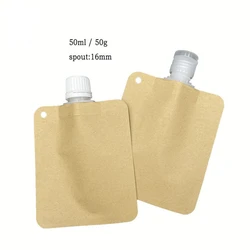 10pcs 30/50ml Standing Up Kraft Paper Suction Nozzle Bags,Powdered Clay Film Travel Lotion Dispensing Bag