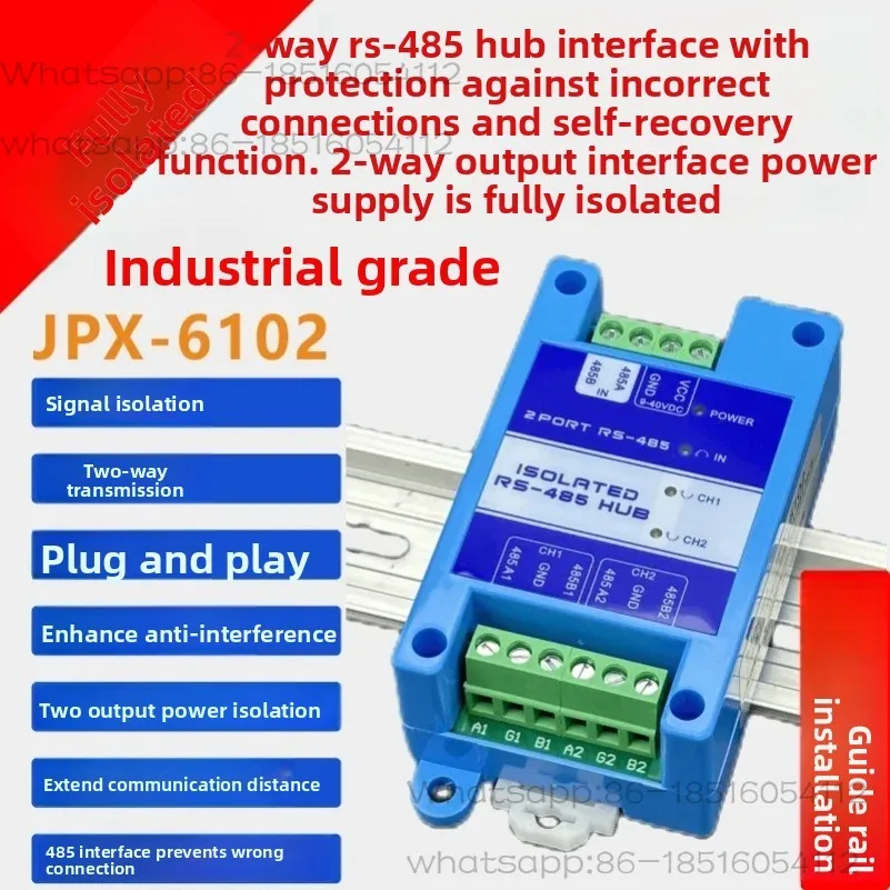 

Industrial 2/4/8/16 RS485 Hub Optical Isolation Distributor Bus Split Extended Lightning Protection