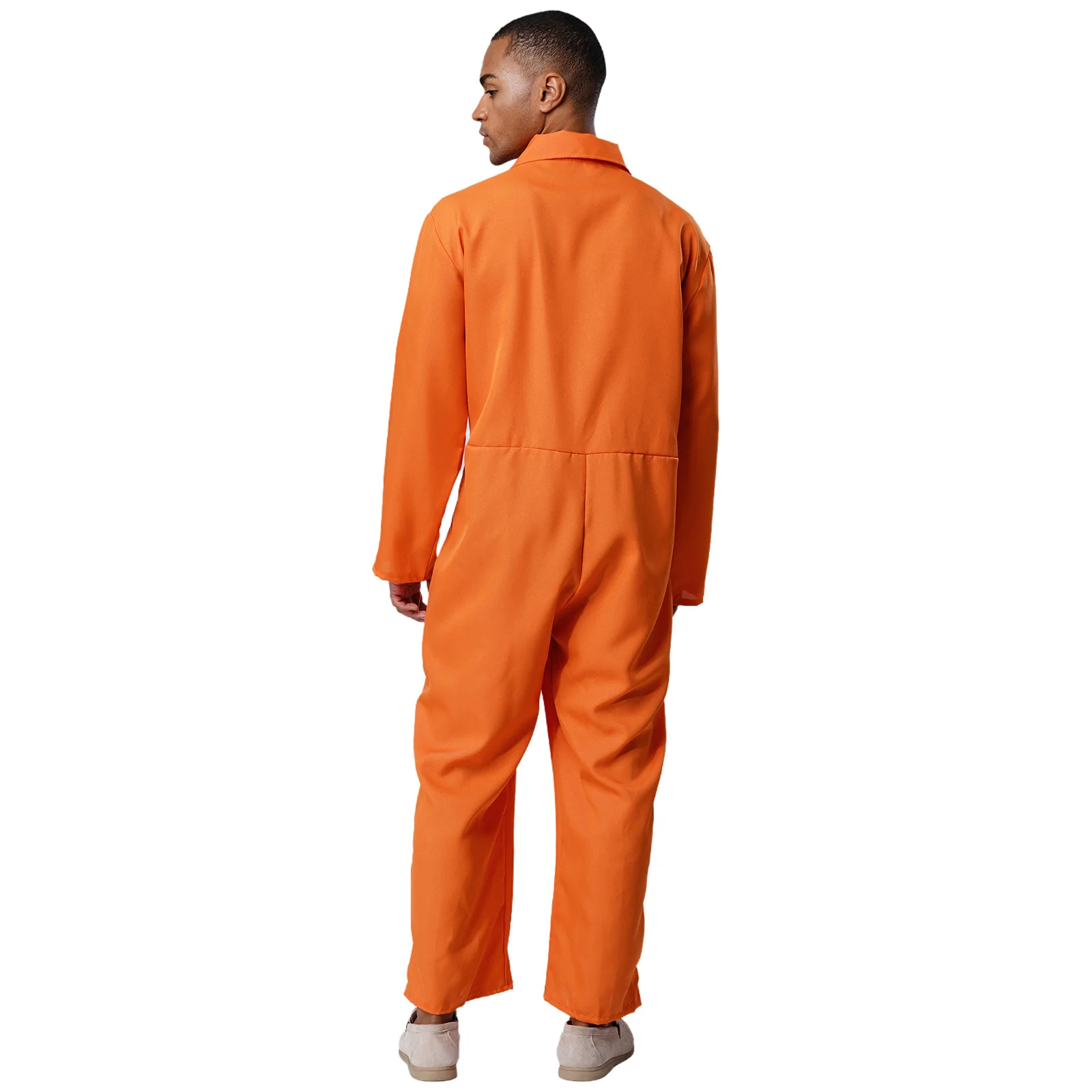 Combinaison de Cosplay de prisonnier d'halloween, Costumes pour adultes, revers à manches longues, une pièce, uniformes de prisonnier Orange pour hommes