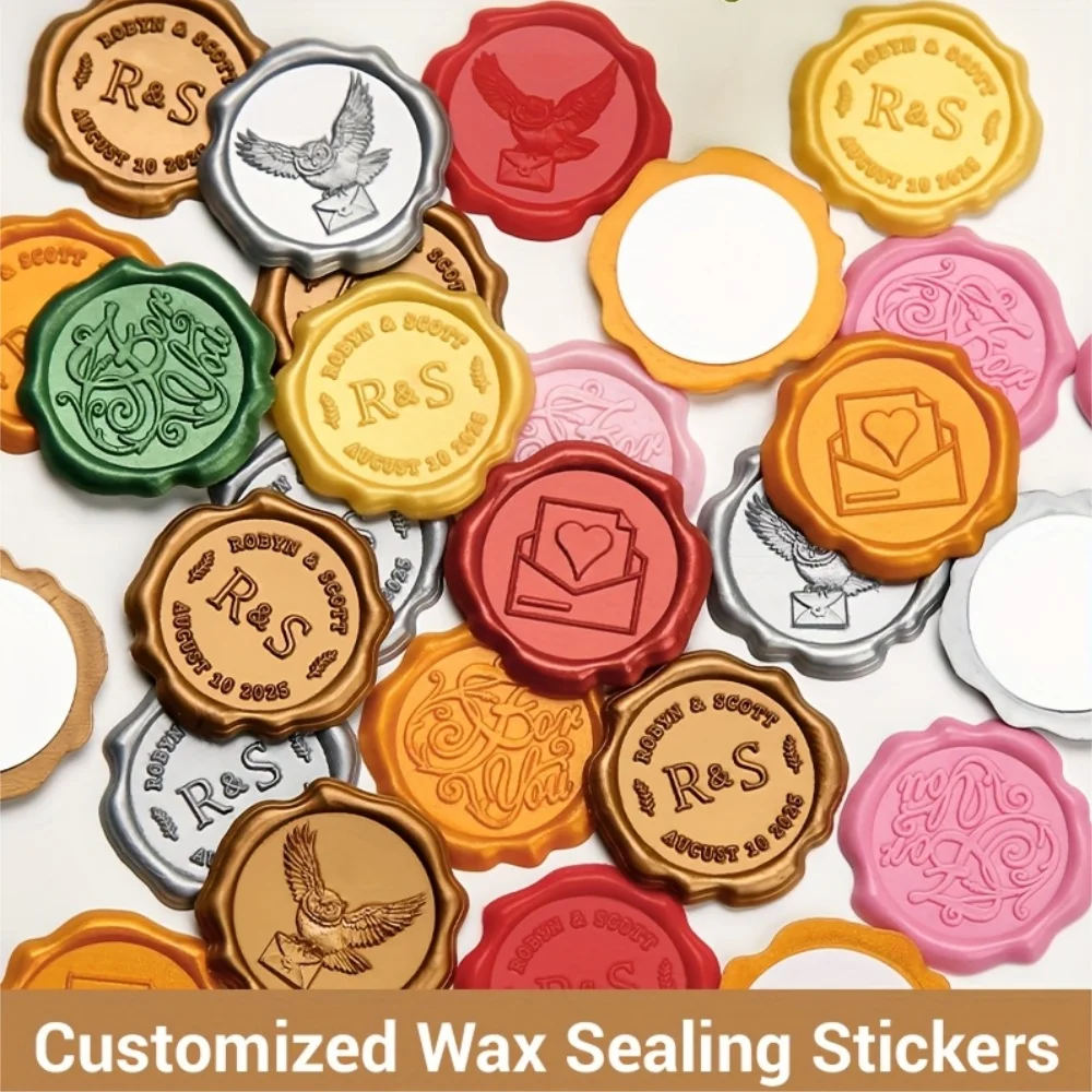 50-300PCS Custom Wax Seal Sticker,37 Colors Wax Seals Self-Adhesive Backing,3CM Personalized Monogram Self Adhesive Wax Seals