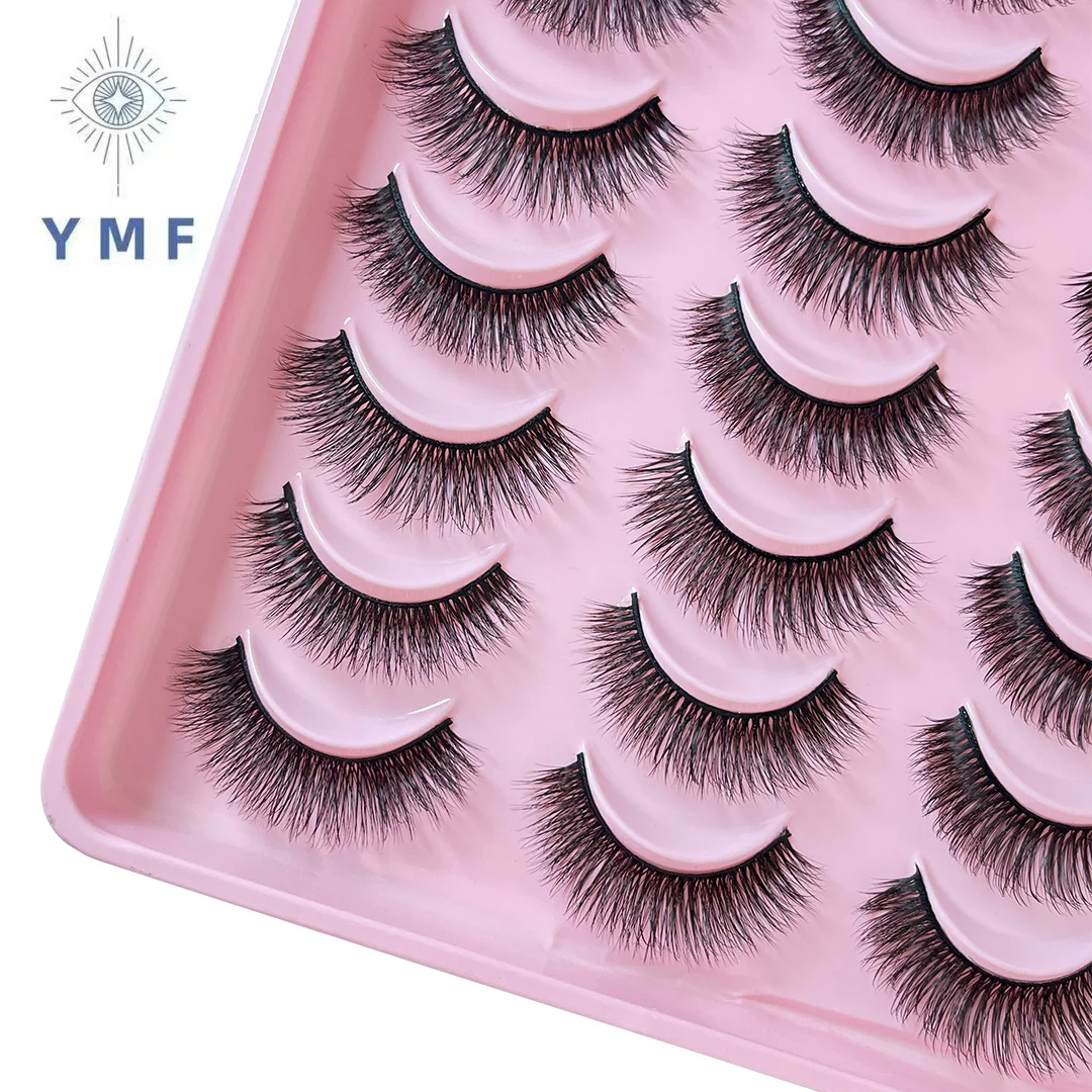 20 Pairs 6D Fiber Lashes Thick False Eyelashes Natural Long Eye Lashes Wispy Fake Eyelash Extension Makeup Tools Faux Cils