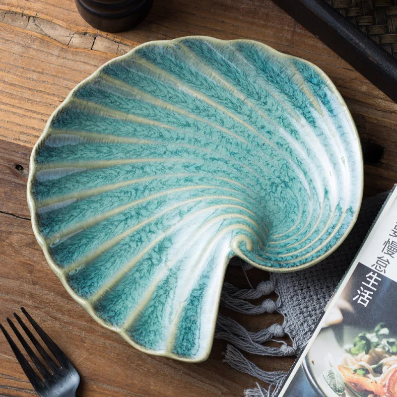 Creative Kiln Transformation Ceramic Plate Restaurant Homestay Special Tableware Personalized Shell Plate Conch Plate