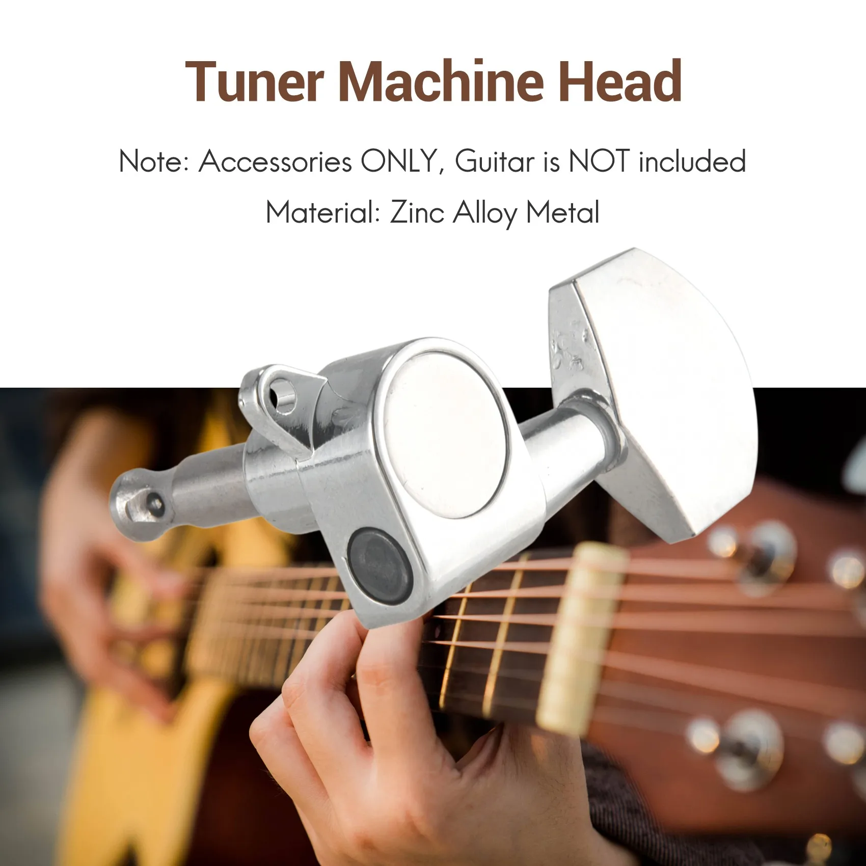 6 Pieces Silver Acoustic Guitar Machine Heads Knobs Guitar String Tuning Peg Tuner(3 for Left + 3 for Right) HOT