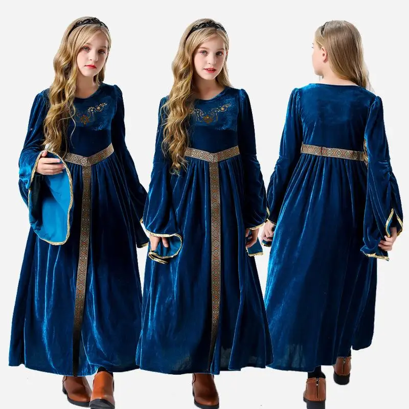 

Хэллоуин Новый детский придворный костюм Средневековый придворный наряд Одежда для выступлений Этнический сценический костюм Традиционный ханьфу