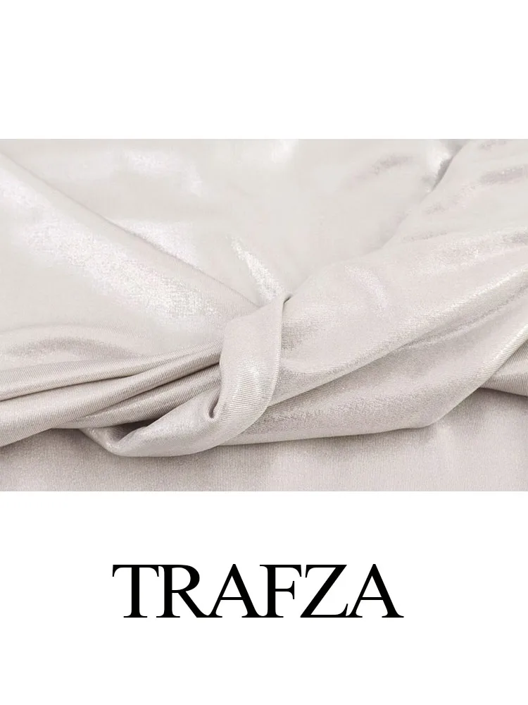 TRAFZA-فستان نسائي بلا أكمام مطوي ، أحادي اللون ، مكشوف الظهر ، نحيف ، سحاب ، فساتين طويلة ، نمط الشاطئ الأنيق ، رقبة الرسن ، الموضة