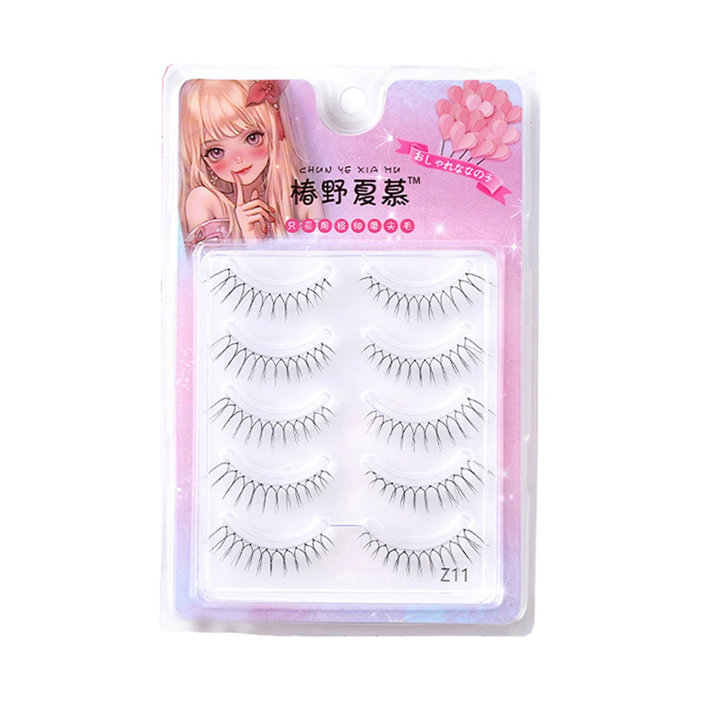 Korean V-shaped Flase Eyelashes Makeup Natural Artificial Lashes Soft Wispy Fairy Grafting Eyelash Extension Transparent Stem