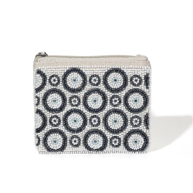 Bohemian Mini Beaded Coin Purse Elegant  Exquisite Zipper Closure Small Square Dinner Bag Banana Palm Tree Polka Dot Wallet New