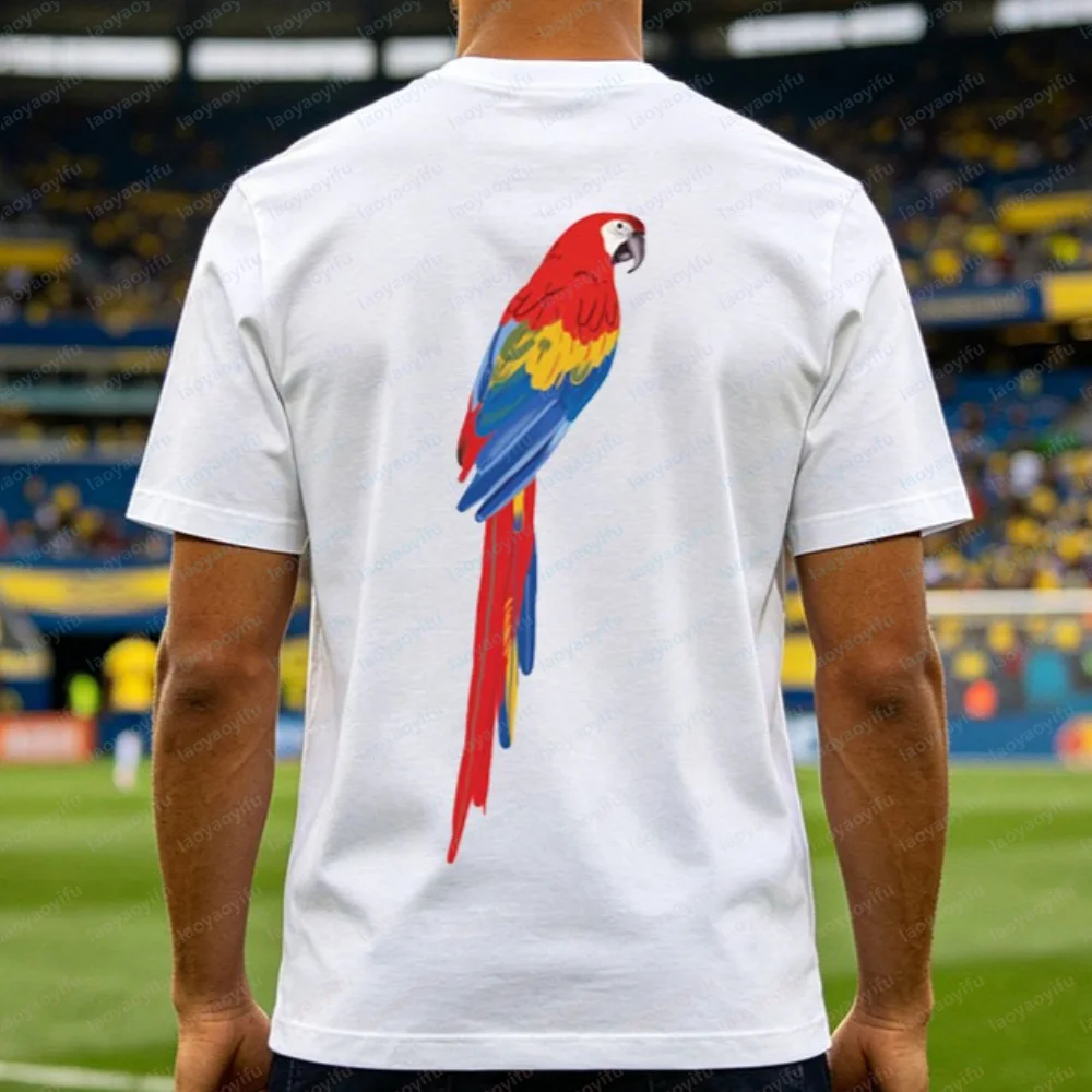 2026 Soccer Colombia Front Back Macaw Condor Crest Men Tee Cotton Football Fan Graphic Short Sleeve Supporter Match Tshirt Wear