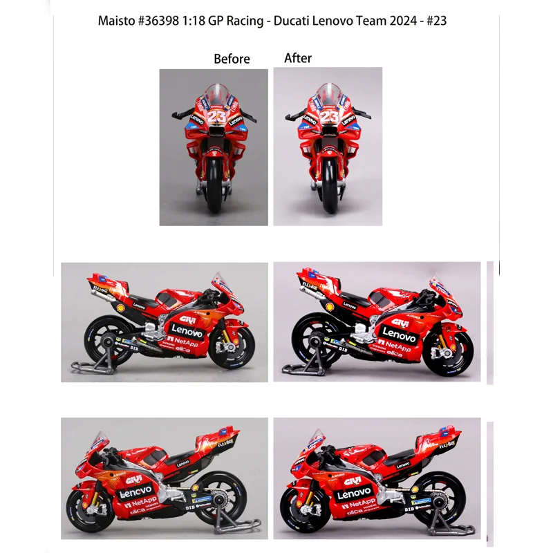 جديد في المخزون مايستو 1:18 Ducati Lenovo Team 2024 Champion #   1 # 23 دراجة نارية سبيكة مصغرة دييكاست دوكاتي الحلي لعبة مخصصة