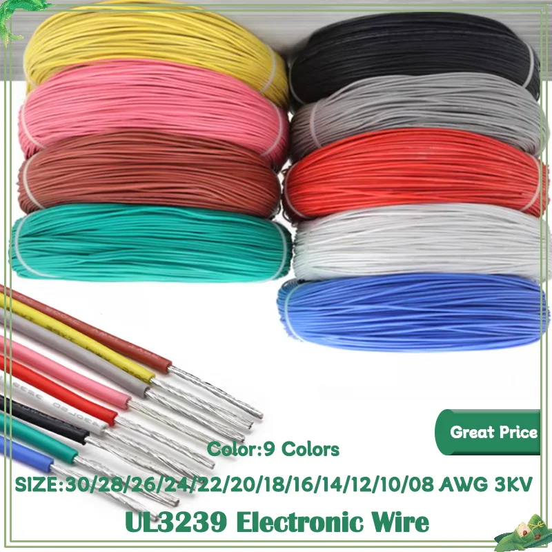 30-8 AWG Silicone Rubber Wire UL3239 Certified 3KV Tinned Copper Cable for High Temperature DIY LED Power Supply Automotive Use