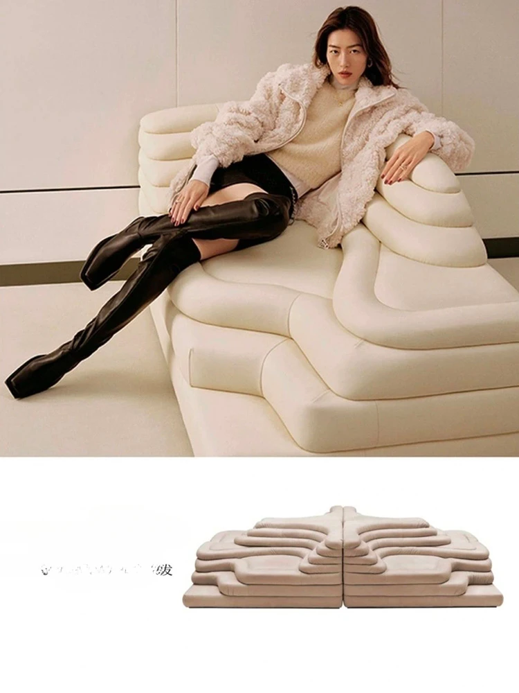 NEW Hill retro terraced sofa chair clothing store sofa special-shaped module cat scratch leather sofa