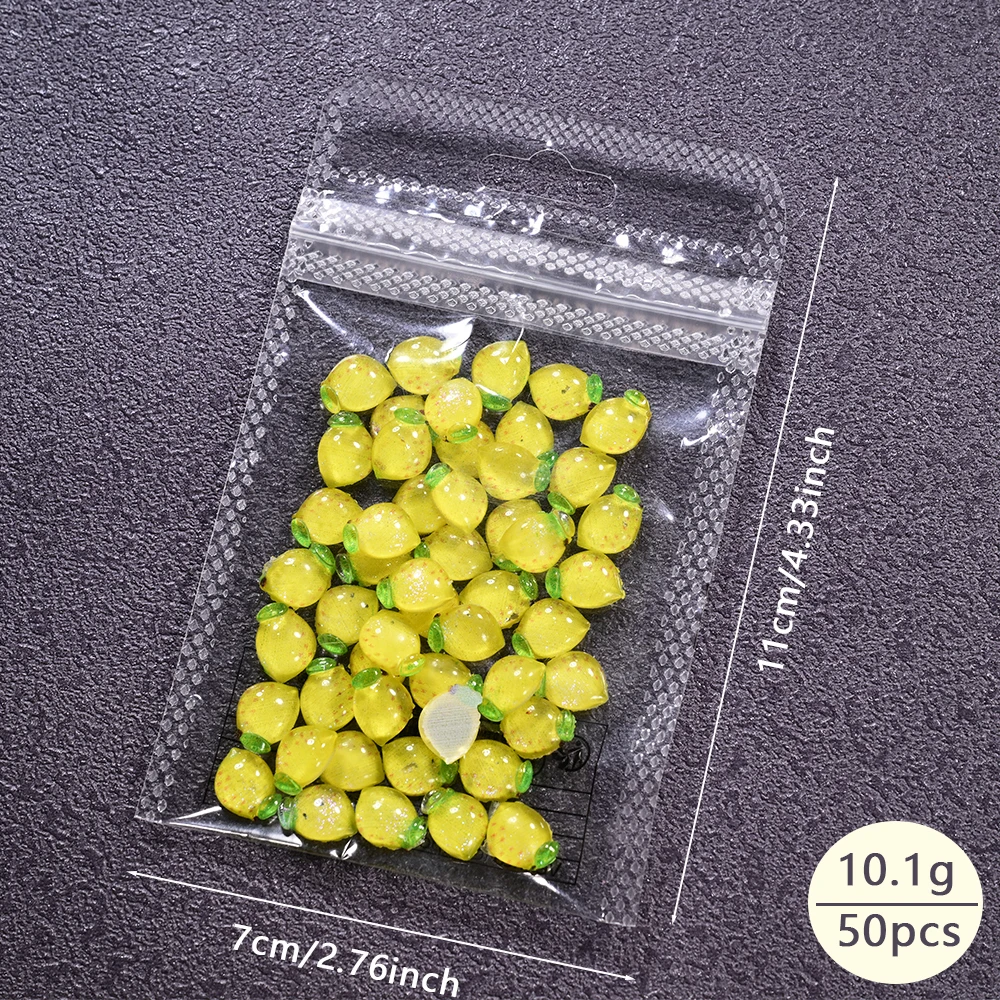 50Pcs Simulation Resin Mini Cherry Fruit Nail Art Charms Summer Kawaii Ornament Jewelry Nail Art Decor Flatback Manicure Parts *