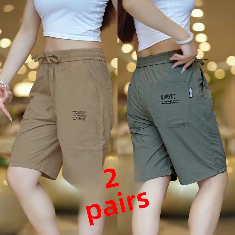 

New Ice Silk Casual orts Men's Summer Thin Loose Sports Five-Quarter Length Beach Trendy Youth Active Sle Lightweight