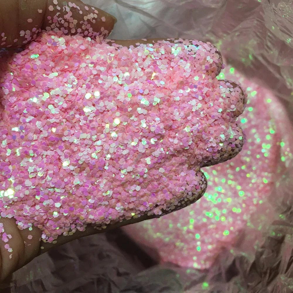 1mm Colorful Nail Art Flakes Iridescent Holographic Slime Hexagon Shiny Glitter Sequins Wid Shimmer Spangle Fine Sparkly Powder