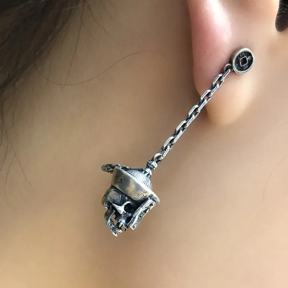 ONSTALL S925 Sterling Silver Skeleton Ear Cuff Creative Personality Old World Charm Jewelry Fortune Port Wind Earring