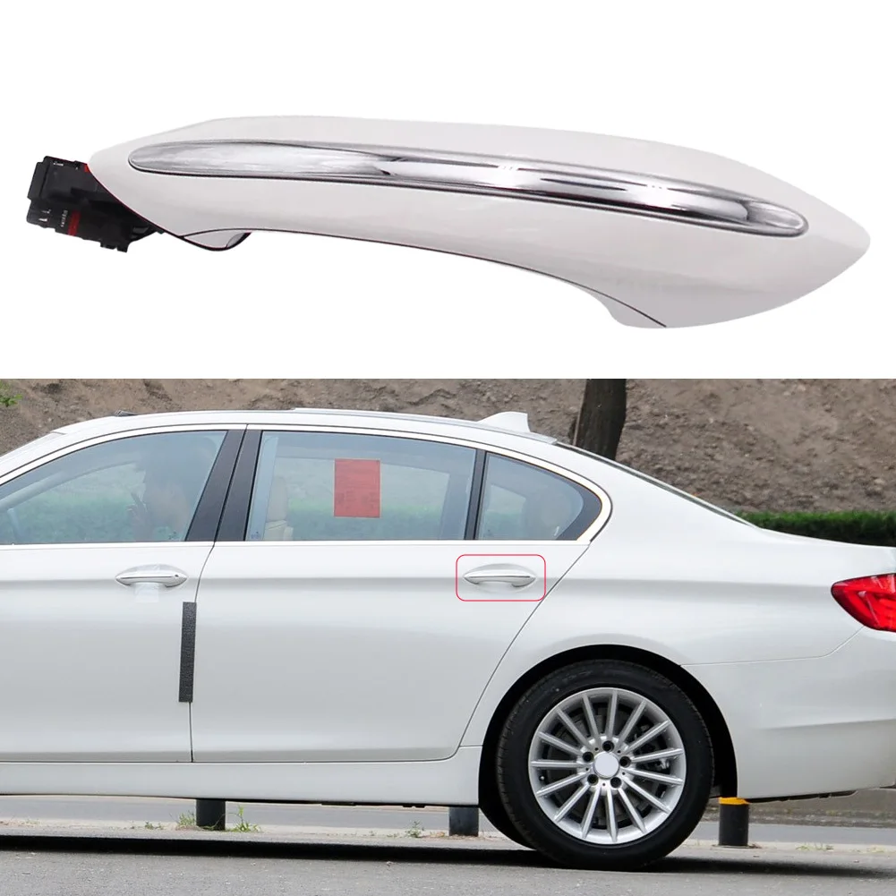 51217231933 White Car Rear Left Exterior Door Handle with LED Fit for BMW 5 Series F01 F04 F06 F07 F10 F11 F12 F13