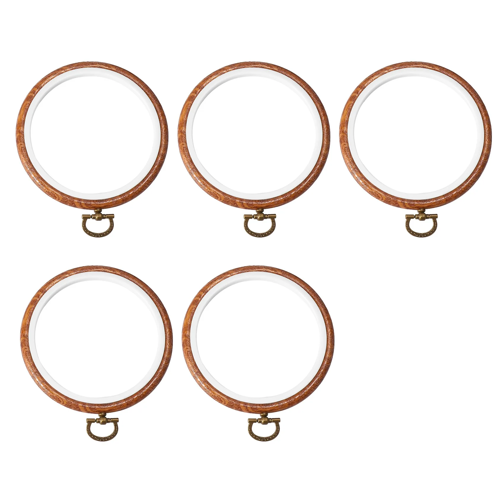 5Pcs Embroidery Hoops Imitated Wood Embroidery Circle Round Display Frame Circle for Art Craft Sewing and Hanging