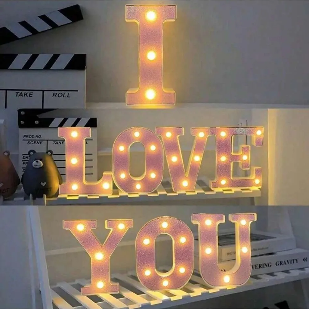 1PC16CM Digital And Letter Shaped Light, LED Pink Letter Light, Battery Powered, Suitable For Wedding And Birthday Decoration