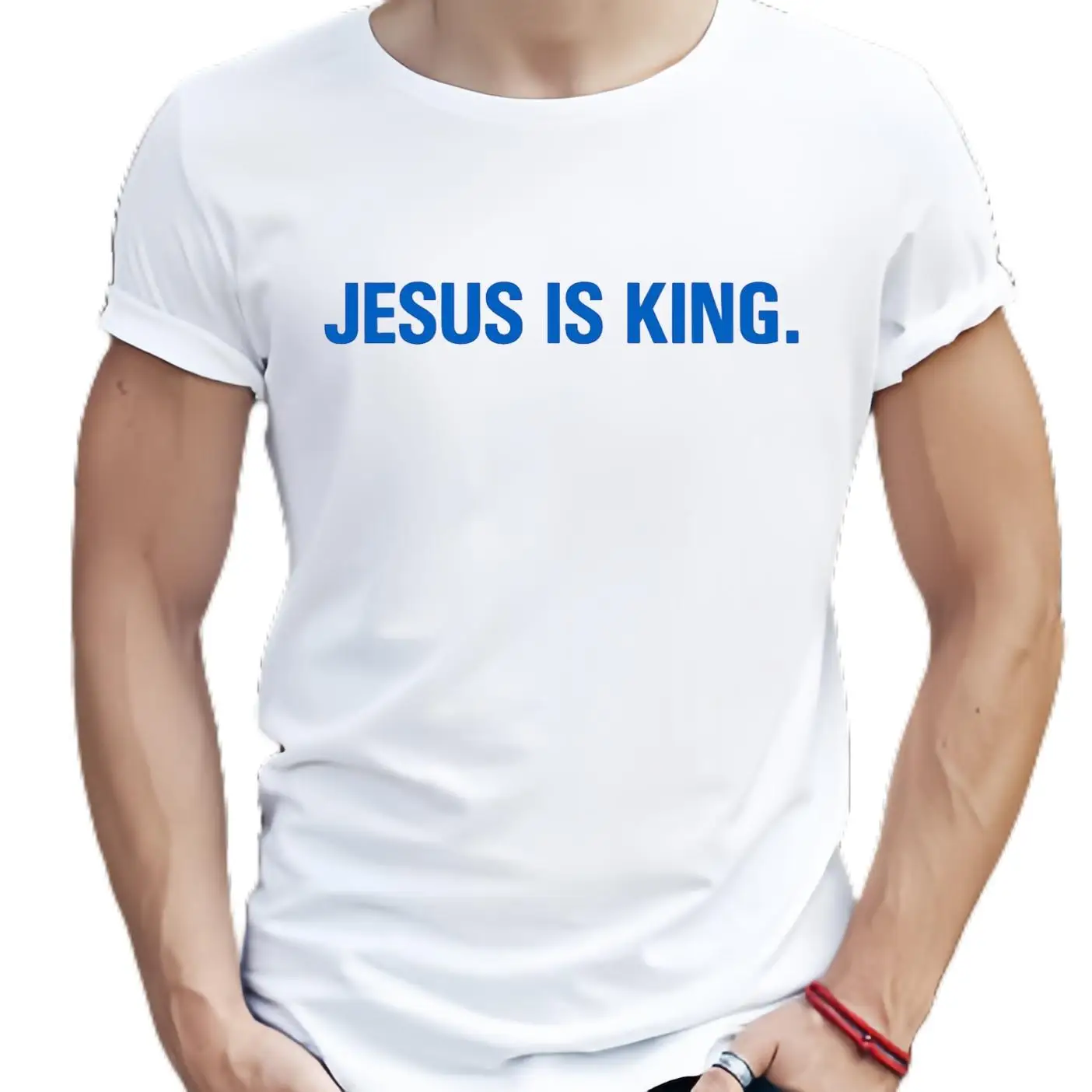 

Christian T-shirt Jesus Is King Slogan Top | Religious Faith Inspired Graphic Tee | Simple Casual Short Sleeve Shirt for Men