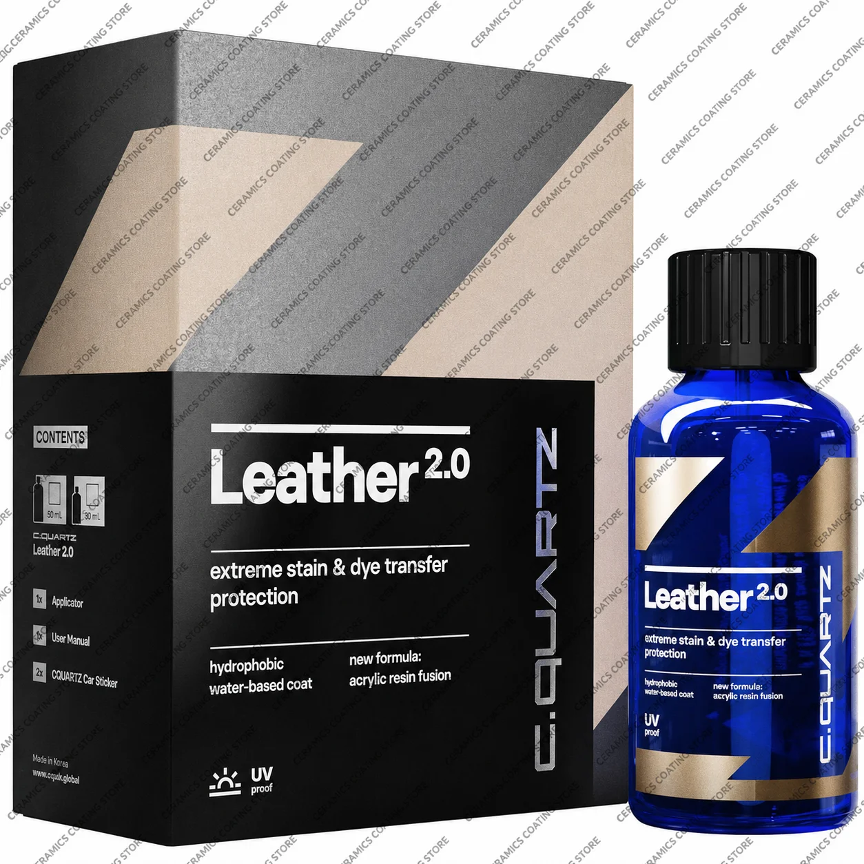 

For CAR CQUARTZ Leather 2.0 Hydrophobic Oil Phobic Safe on Car Leather Resistance To UV Denim Dye Coloring Abrasion Stains