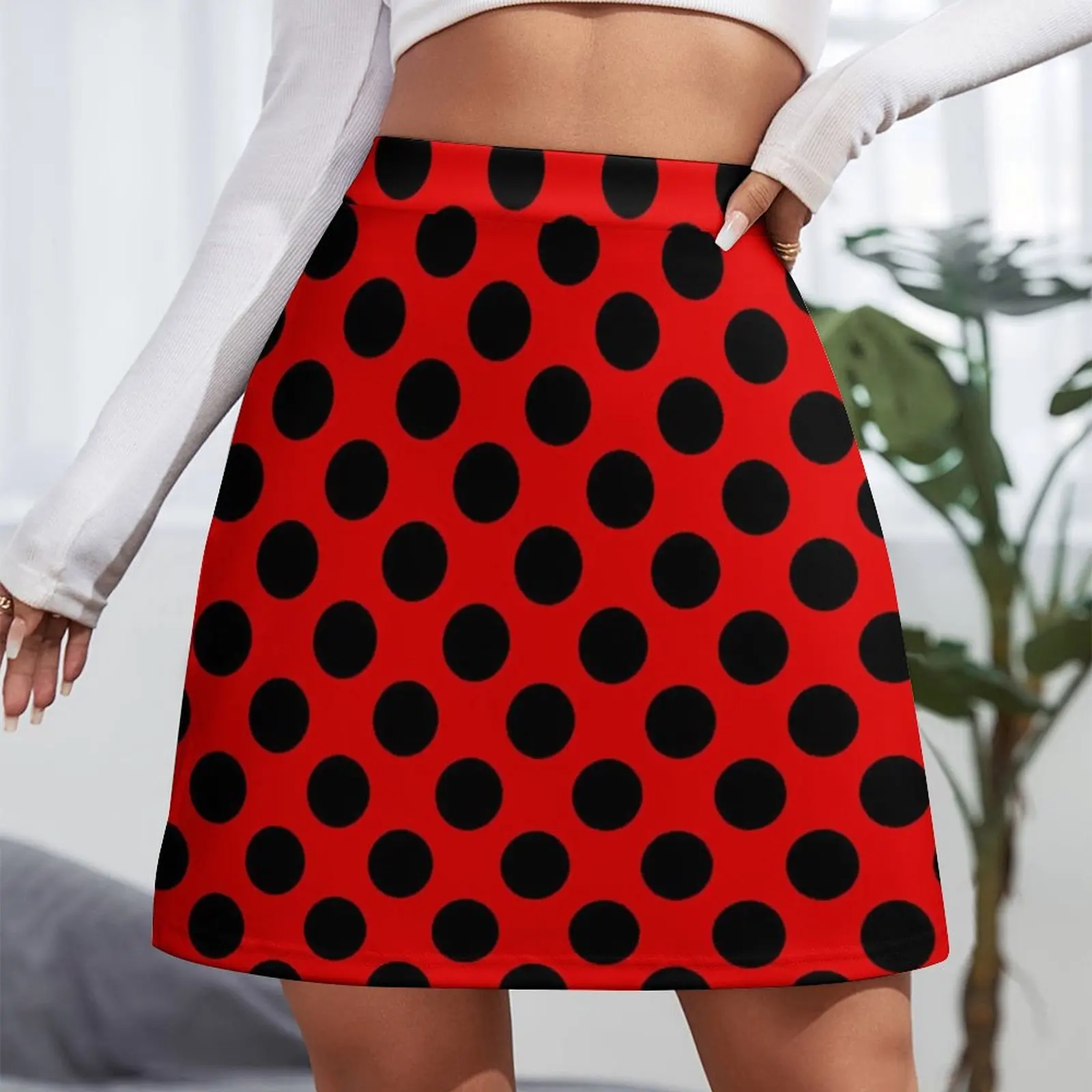 Big Red Polka Dot Print Design Mini Skirt extreme mini dress sexy short mini skirts Skirt