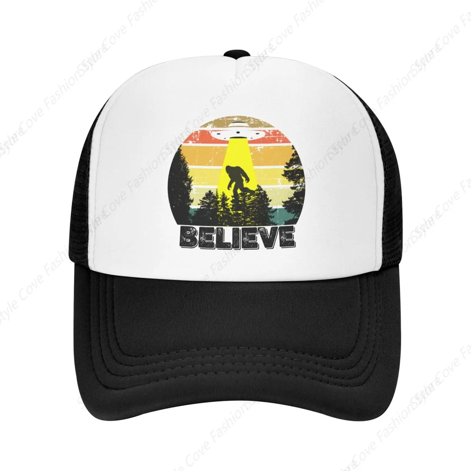 

Sasquatch Believe Bigfoot UFO Trucker Hat Fashion Baseball Hat Breathable Adult Outdoor Mesh Hat Travelling Sun Protection Cap