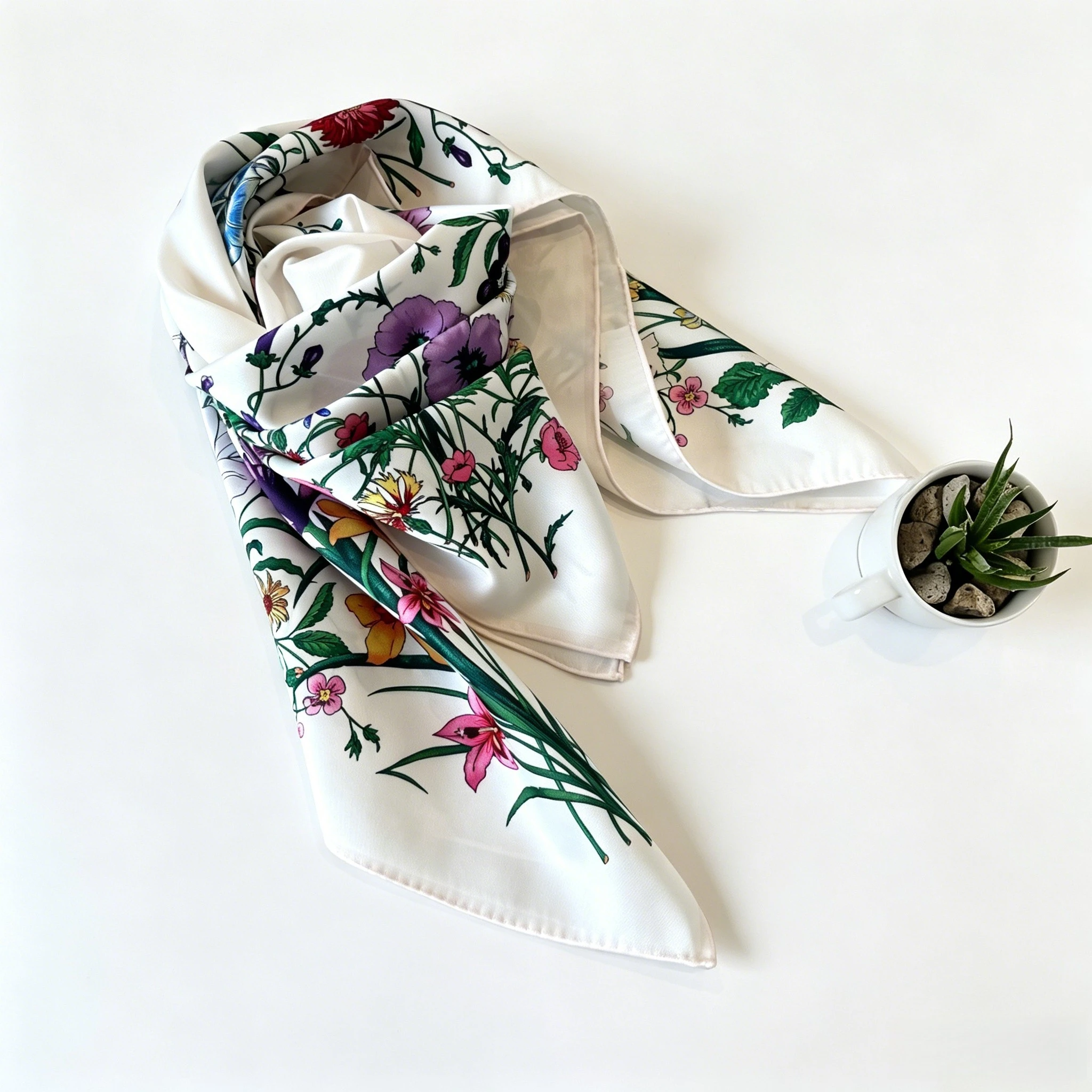 

Brand Discount Vintage Floral Butterfly Print Square Scarf 90cm Women Silky Touch Scarf Fashionable Headscarf Neck Warmer/Shawl