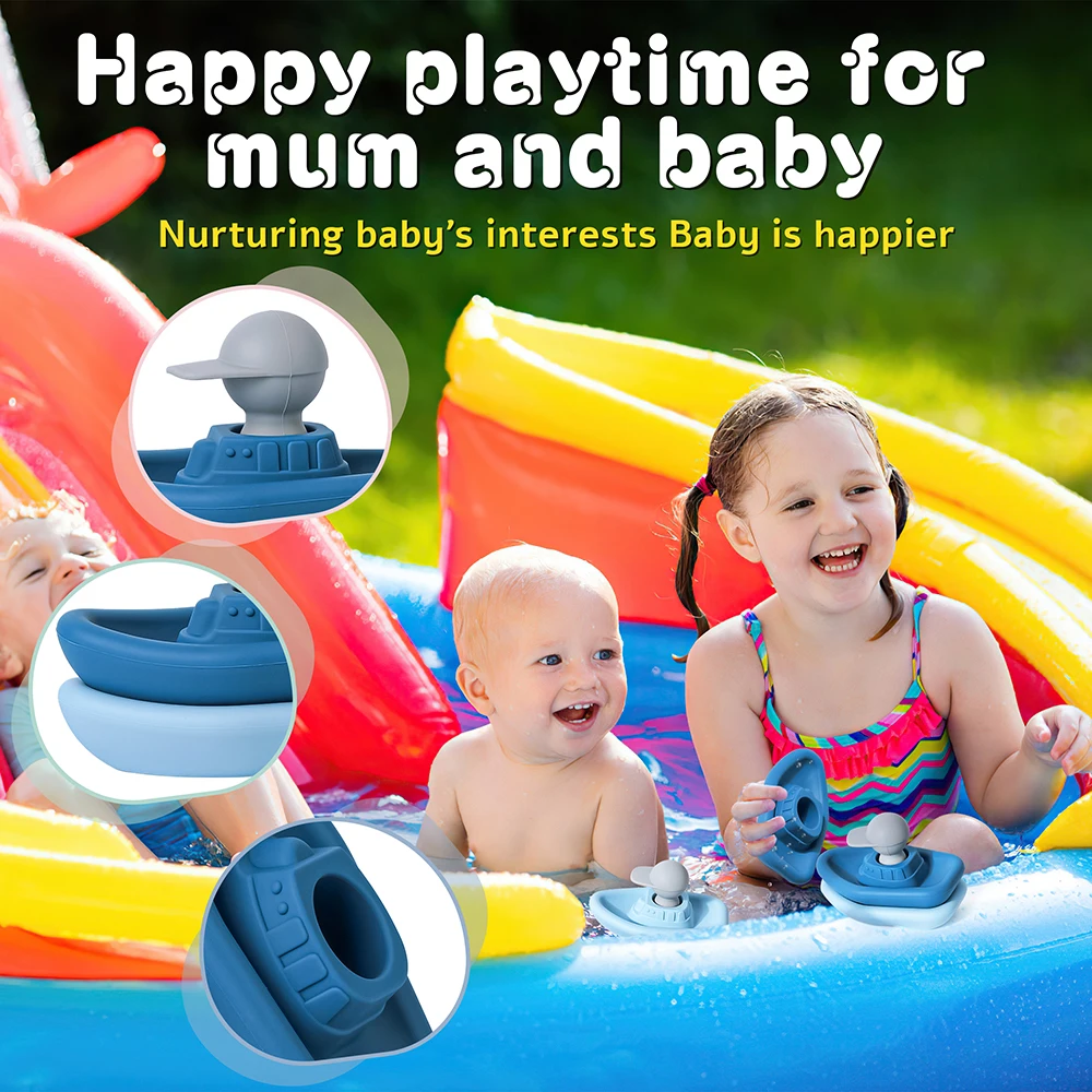 TYRY.HU 1pcs Baby Silicone Bath Toys Cute Rowing Boat Little Man Bath Toys Portable Pool Toys Baby 0 - 24 Months