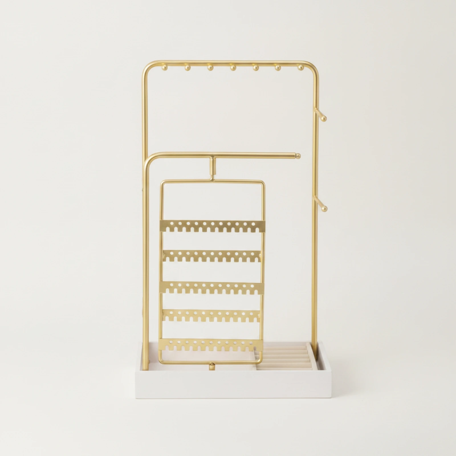Rotating Jewelry Organizer Gold-Finished Earring Holder Organizer Necklace Display Stand Sturdy for Dressing Table, Vanity Area
