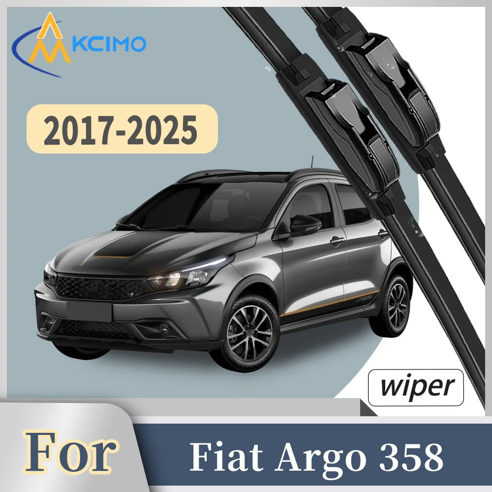 Premium Rubber Front Windscreen Wiper Blades For Fiat Argo 358 2017-2025 Quiet Smooth Wiping Waterproof Windshield Kit 2Pcs