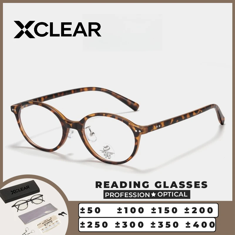 Xclear Reading Glasses Oval Light Weight Classic Small Frame Anti Blue Prescription Customize Progressive Myopia Hyperopia