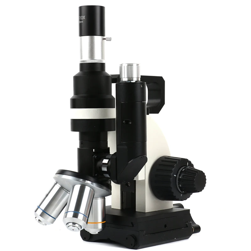 Plan de Microscope métallographique Portable 100X-400X, lentille d'objectif achromatique 10X/20X/40X, polarisation LED pour laboratoire industriel