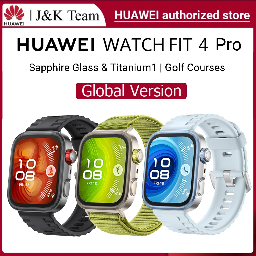 ساعة هواوي فيت 4 برو الذكية، شاشة AMOLED 1.82 بوصة، زجاج الياقوت، ECG، تتبع الحرارة، متوافقة مع iOS وAndroid