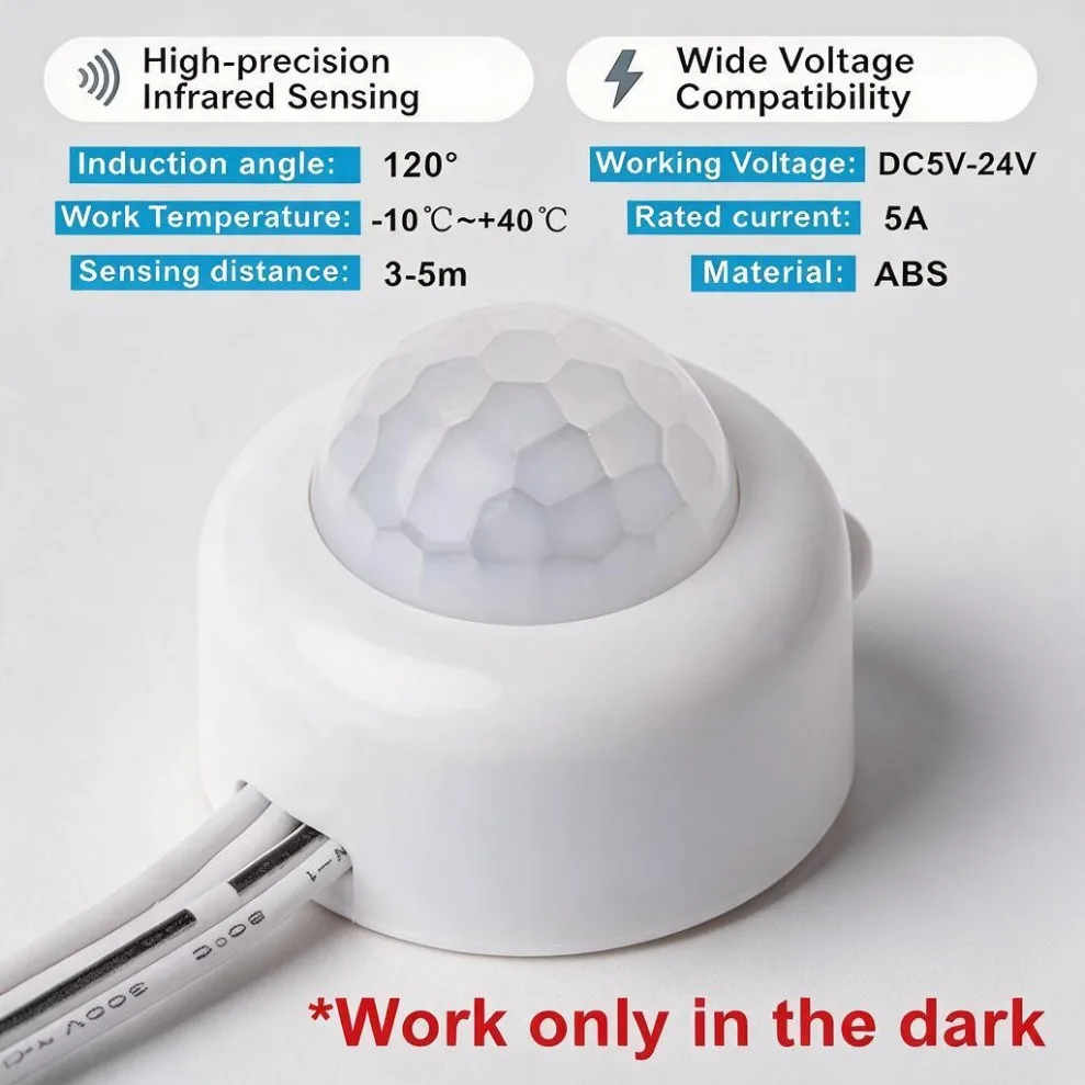 PIR Motion Sensor & Touch Knob Dimmer Switch USB DC Plug DC5V 12V 24V Infrared Human Body Sensor Adjustable for Home LED Strip