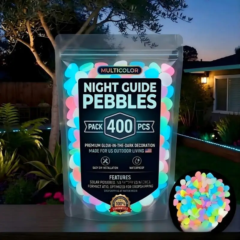 ~Glowing Garden Pebbles 200 Pieces Outdoor Garden Glowing Rocks Driveway Glow Stones For Walkway Yard Backyard Pathway Driveway