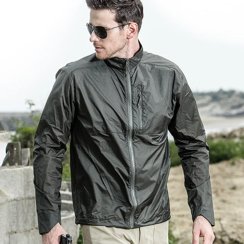 

New Tactical Waterproof Jacket Men Fast Dry Ultra Light Thin Military Skin Trench Male Outwear Multi Pocket UV protection