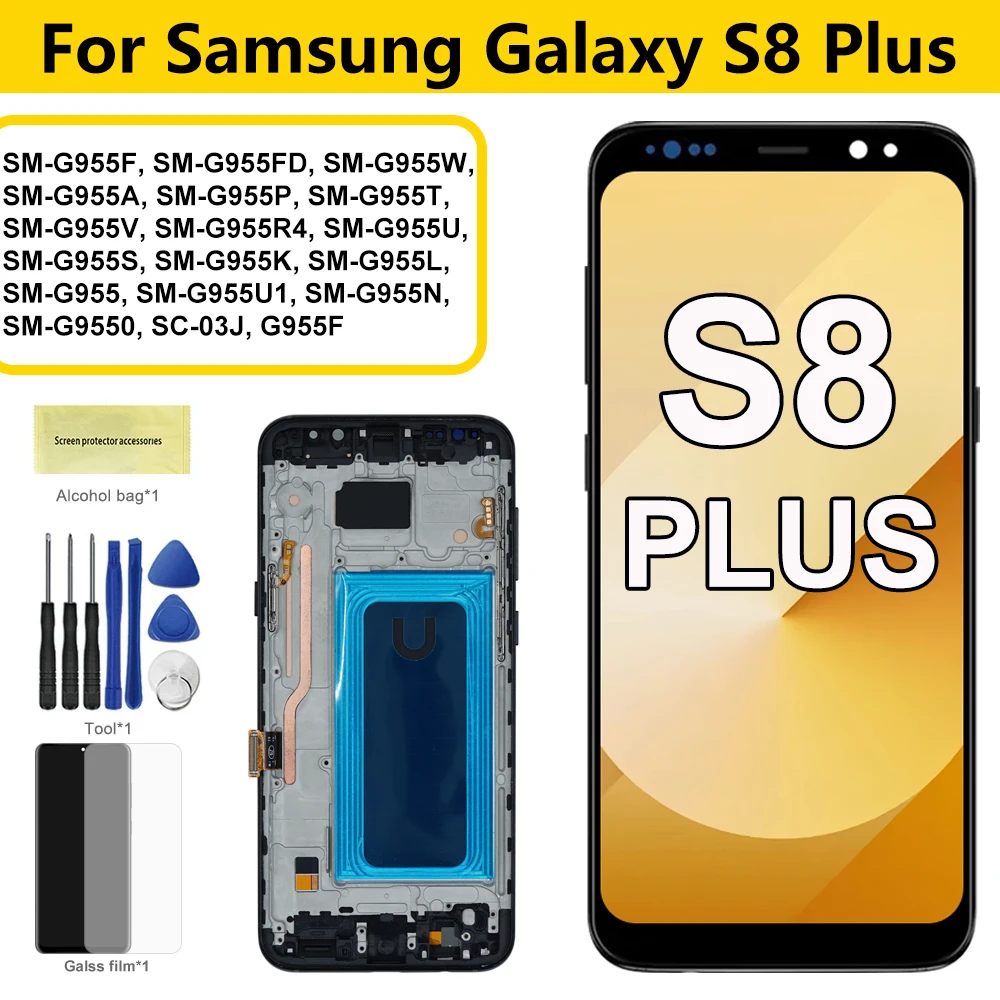 Screen For Samsung Galaxy S8 Plus G955F G955FD G955U G955S LCD Display Touch Screen Digitizer with Frame For Samsumg S8+ LCD