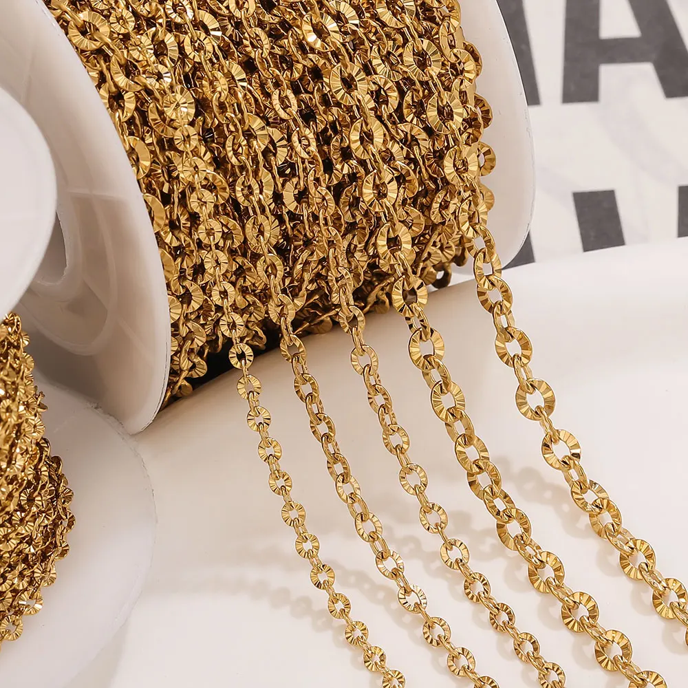 2 meter stainless steel chain Gold Plated Cross chain for Jewelry Making DIY Necklace Bracelet Supplies Wholesale Waterproof