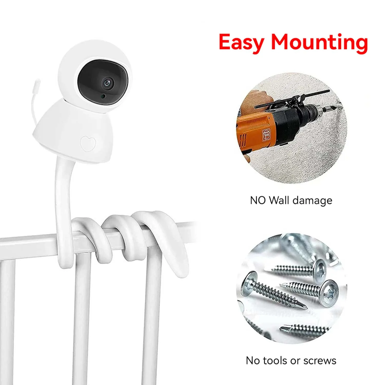 Baby Monitor Holder Flexible Baby Cam Bracket No Drilling Crib Cradle Rod Hose Holder Suitable for M6 Thread Cam VB803Pro SM50