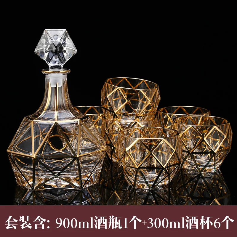 

Home Bar Glass Sets Wine Decanter Holder Glass Bottle Bar Sets 6 Shot Glass Dispenser Kieliszek Do Wina Whiskey Decanter BD50BS