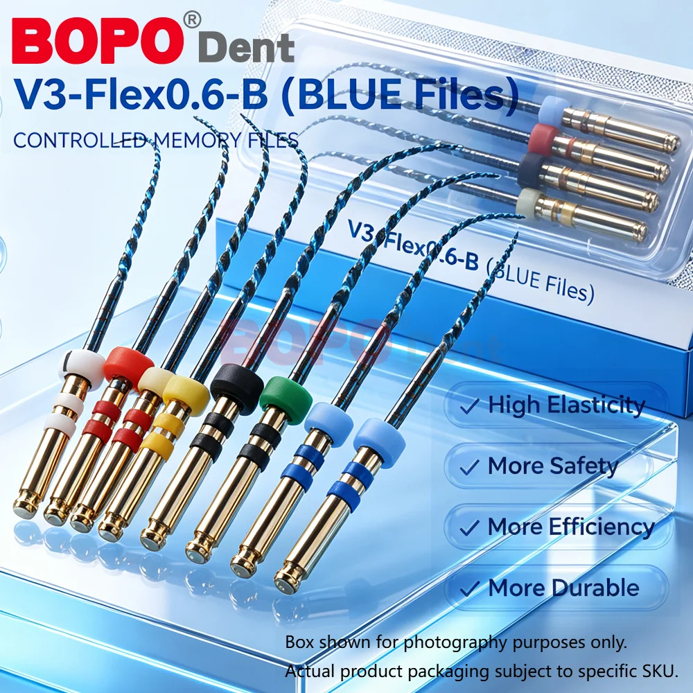 6 pièces/boîte E-Flex Bleu 2006 #   25 #   Lime rotative flexible pour instruments dentaires, activation thermique, Super File pour canaux radiculaires, destinée aux dentistes