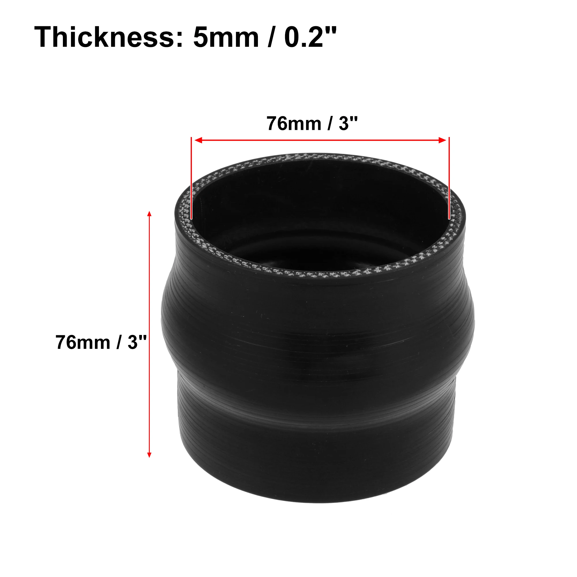 UXCELL 51 mm/57 mm/60 mm/63 mm/70 mm/76 mm Innendurchmesser. Gerader Silikon-Reduzierschlauch, Silikonschlauchkupplung, Ladeluftkühlerschlauch