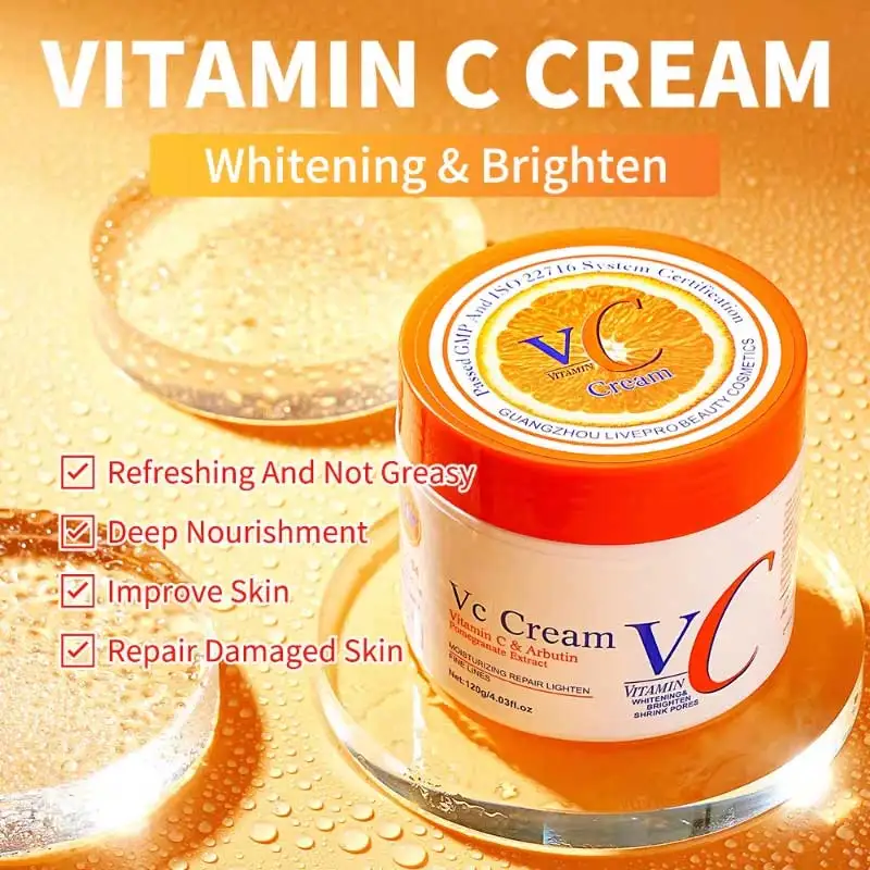 

120g Vitamin C Face Cream Skin Care Pigment Spots Freckles Remover Whitening Moisturizing Cosmetics Korean Beauty Product