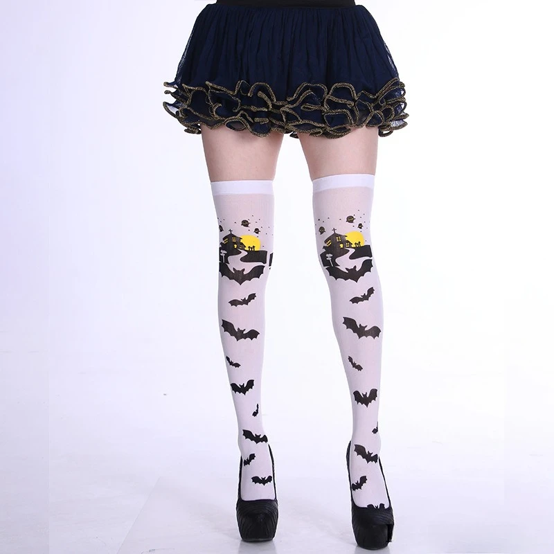 ハロウィンソックス サイハイロングストッキング オーバーニー スパイダーバットソックス ハロウィンコスチューム コスプレパーティー記念品用