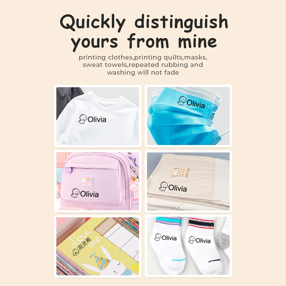 Dinosaur Stamp For Child Student Clothes Waterproof Non-Fading Clothing Mark Photosensitive Stamp Name Seal Custom Stamp
